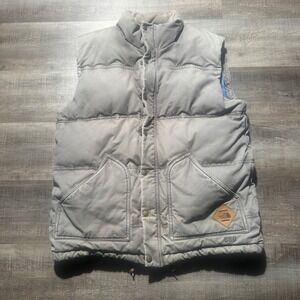 VTG‎ The North Face 550 Down Puffer Vest Mens Medium Grey Flannel Lined Heritage